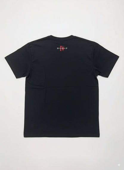 D4 Necromancer T-shirt | Skeleton summon Necromancer pattern trendy loose top | Dark style dungeon game peripheral cool daily wear