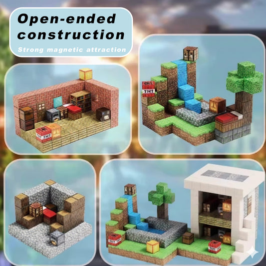 "Build Your World" Magnetic Block Set | for Minecraft Fans | Strong Magnets & TNT Box | Minecraft Gamer Gift
