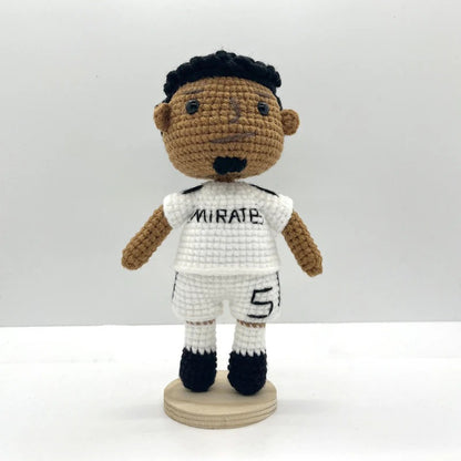 Handmade Black Short Hair No. 5 White Shirt Crochet Doll -JB5 Handmade Collectible Gift For Fans & Kids