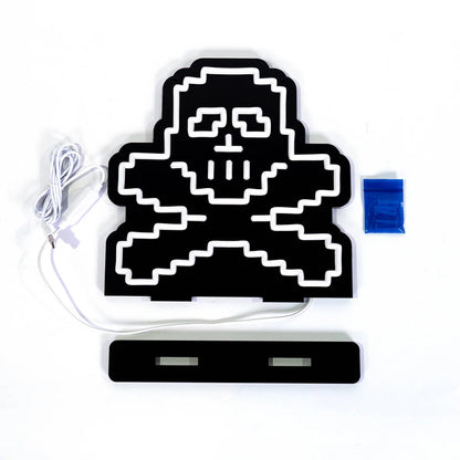 PK Skull Neon Sign | for Old School RuneScape Fans | Dimmable LED Pixel Art | Gaming Room Decor